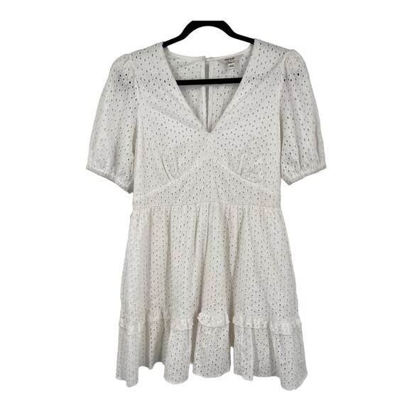 River Island dress Broderie eyelet minidress white size 14 - Picture 1 of 8